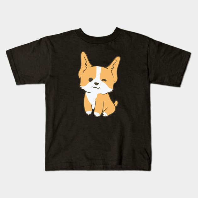 Cute Kawaii Corgi Puppy Kids T-Shirt by KawaiiAttack
